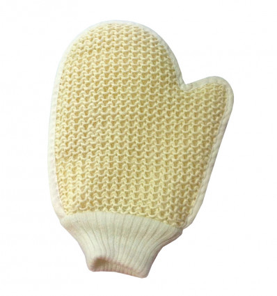 Glove massage scrub in vegetable fiber and cotton, double face.
