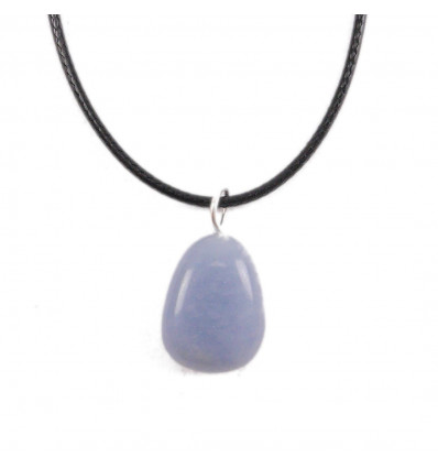 Extra Natural Angelite Necklace, Tumbled Stones + Cord Pendant