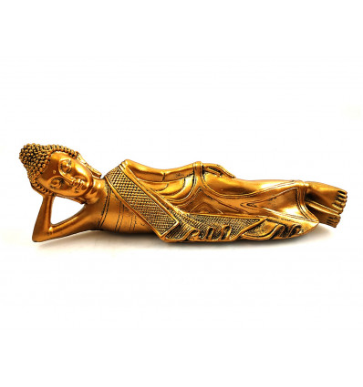 Statuetta Buddha sdraiato patina dorata. Idea regalo Buddha, acquisto.