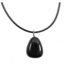 Collier Obsidienne noire naturelle Extra, pendentif pierres roulées.