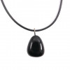 Collier Obsidienne noire naturelle Extra, pendentif pierres roulées.