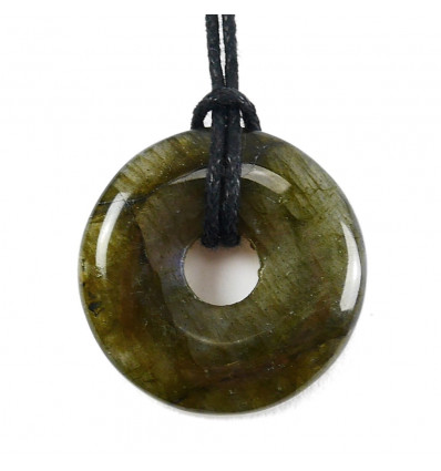 Donut Pi Chinese Labradorite + cord. Pendant or bracelet