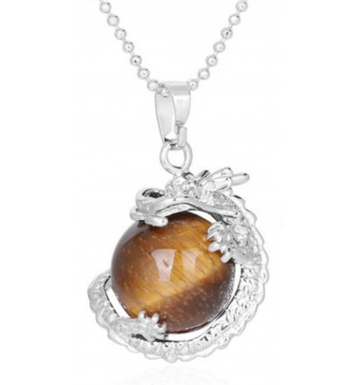 Dragon and Tiger eye necklace. Cheap Freedom Stone