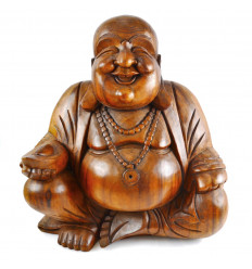 Statua di Buddha cinese in legno intagliato H30cm