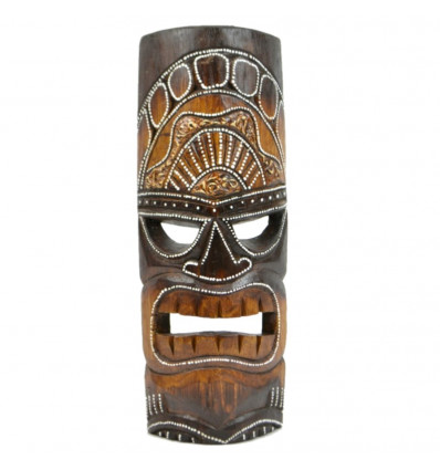 Maschera Tiki h30cm in legno. Decorazione Maori Polinesia di Tahiti.