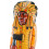 Grande statua del capo indiano americano con copricapo e la war axe tradizionale in legno colorato 100cm testa zoom