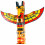 Grand totem indien multicolore 100cm en bois massif avec figurine aigle zoom