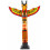 Grand totem indien multicolore 100cm en bois massif avec figurine aigle