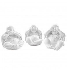 Statuettes "3 Buddhas of wisdom" resin coated gloss black.