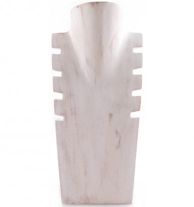 Buste présentoir à colliers cranté en bois blanc. Fait artisanalement.
