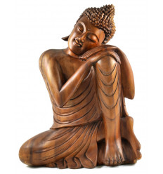 Sitting Buddha Statue h40cm - solid Wood carved by hand.
