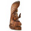 Grande statue de Shiva 50cm en bois exotique entièrement sculptée à la main - Pièce d'exception zoom visage côté gauche