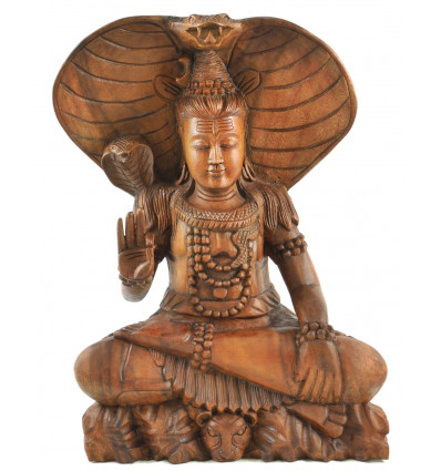 Large statue of Shiva 50cm exotic wood completely hand carved - exceptional Piece of face zooming