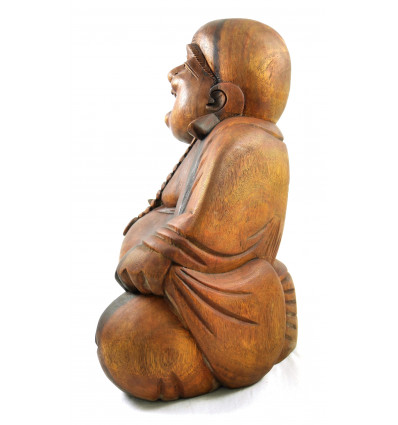 Statue décorative - Statue Bouddha rieur en suar 40 cm blanchi