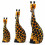 Set of 3 Statues Giraffe Wooden Deco Savannah Safari Crafts back