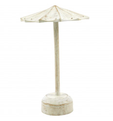Parasol-shaped earring display in ceruse white solid wood