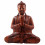 Seated Buddha Statue Hands Clasped Wooden 30cm