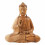 Statuette Bouddha assis en bois naturel, mûdra de l'éducation.