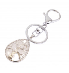 Porte-clefs / bijou de sac Cristal de roche naturel - Arbre de vie