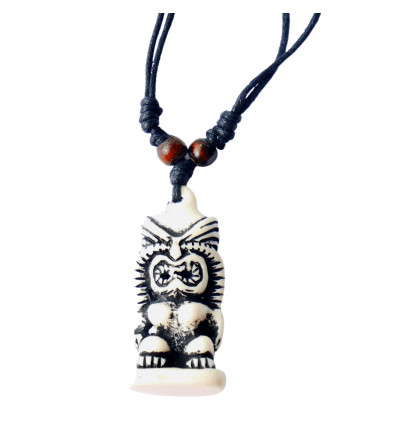 Mixed Tiki necklace Polynesian style, Maori, white color.