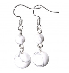 Pair of earrings 2 balls in Howlite