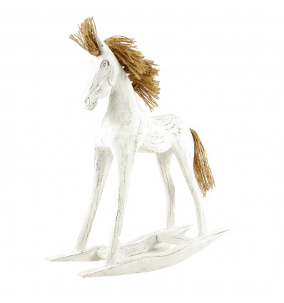 Wooden rocking horse 50cm - White limed finish