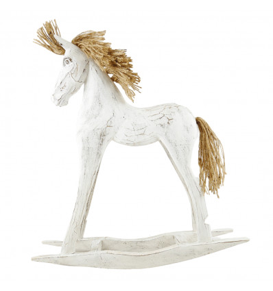 Cavallo a dondolo in legno 65cm - Finitura bianca sbiancata