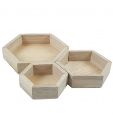 Presentation trays for jewelry - Hexagonal nesting displays in raw wood