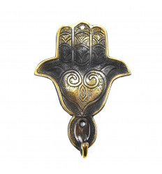 Hand of Fatma wall hook 1 hook in Solid Bronze. Oriental decoration