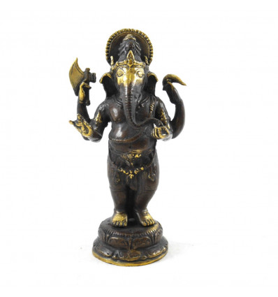 Statuetta in piedi Ganesh in bronzo 18 cm. Artigianato asiatico.