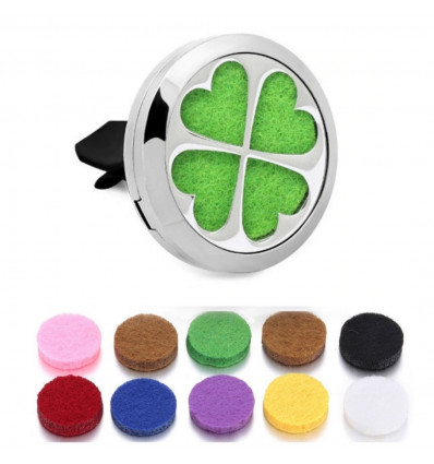 Clip-on car perfume diffuser + 10 blotters - 4-leaf clover pattern