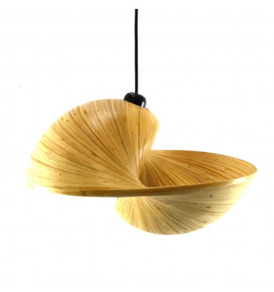 Design Unrolled Bamboo Chandelier / Suspension Ø 50cm - Coï Model - Artisanal Creation - Front view