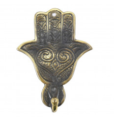 Wall hook, Hand of Fatma coat rack 1 hook in Solid Bronze. Oriental Decoration - Size S