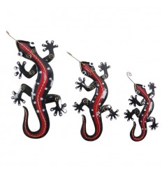 Set di 3 salamandre / gechi in ferro battuto artigianali