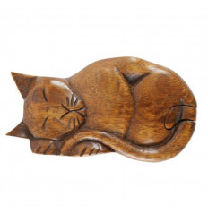 Scatola segreta Gatto in legno di suar colorato