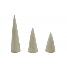 Lot of 3 Cones Ring presenters - Cerus white wooden cones