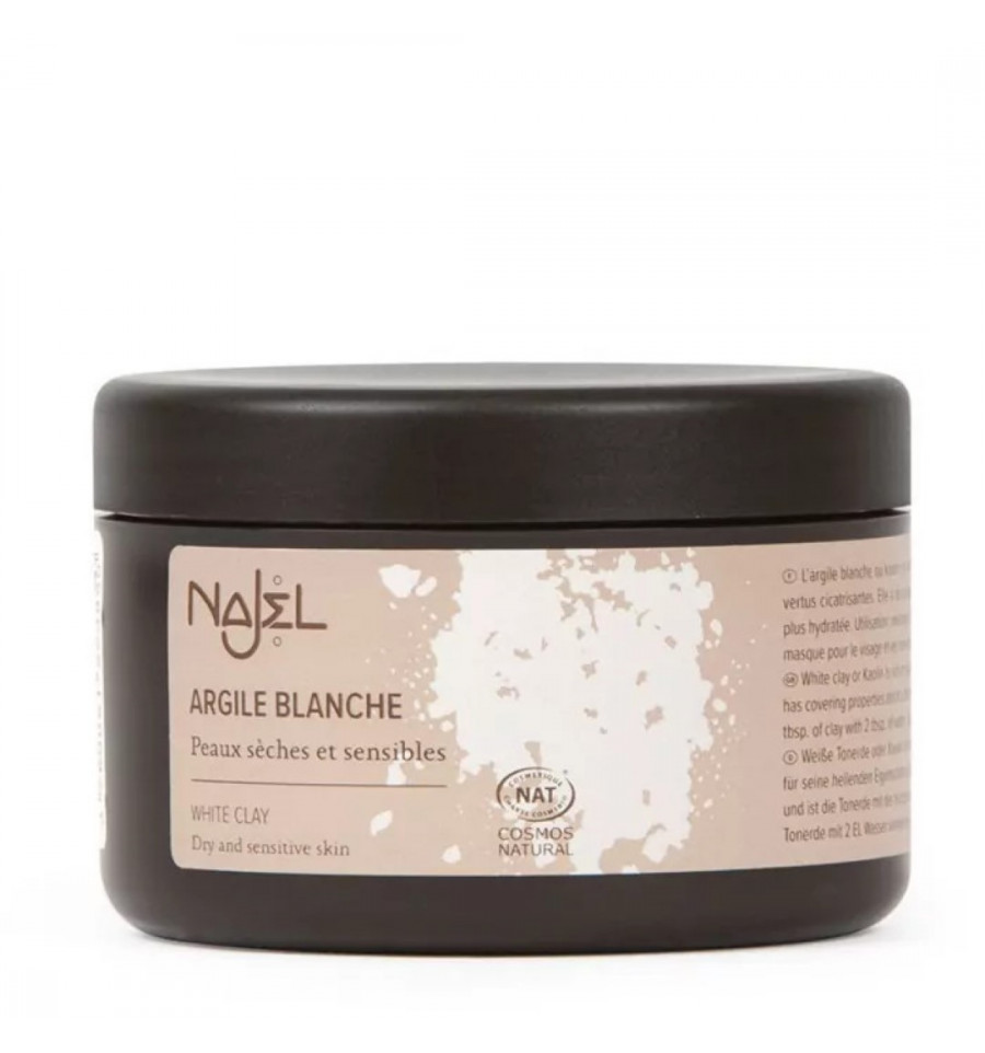 Clay white Kaolin organic mask face and hair dry.
