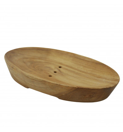 Porte-savon ovale en teck 14 cm - Fabrication artisanale