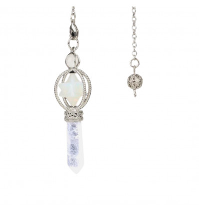 Merkaba pendule in Opalite and rock crystal tip