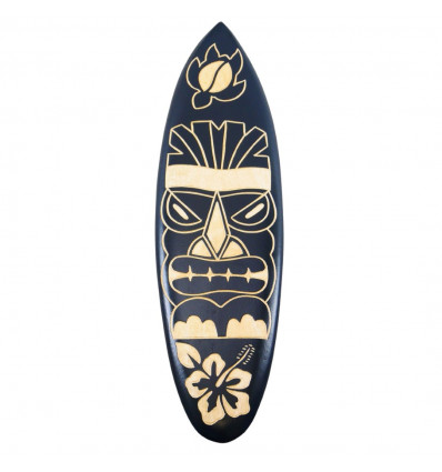 Planche de surf en bois - Décoration murale motif Tiki 50cm - face