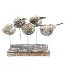 Oiseaux / Mouettes en bois patiné - Décoration marine à poser - face