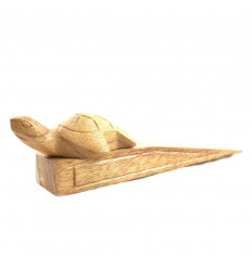 Hand-carved raw wooden turtle holder