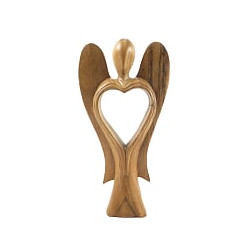 40cm hand-carved wooden angel statue - Raw wood