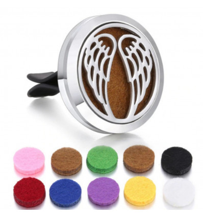 Diffusore di Profumo per Auto a Clip + 10 Carte Assorbenti - Modello Silver Angel Wings