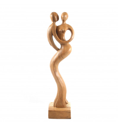 Abstract couple statue entwined in natural exotic wood 50cm