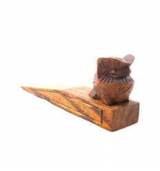 Bloque-porte hibou/chouette en bois teinté sculpté à la main - profil