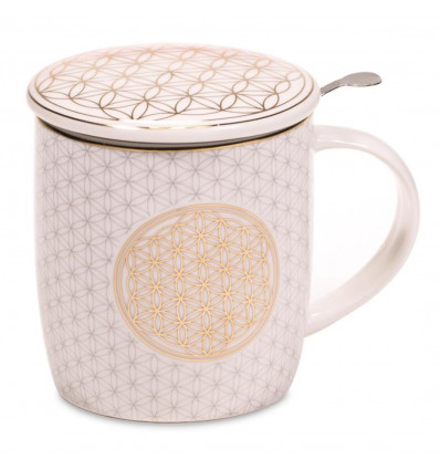 340ml tea infuser mug. White ethnic style