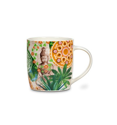 Mug infuseur à thé Décor Bouddha Zen 400ml. Tasse, filtre, couvercle