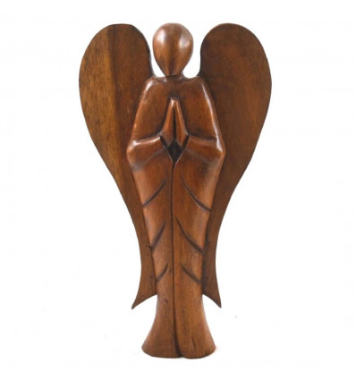 Statue ange en bois sculpté à la main 40cm - coloris marron