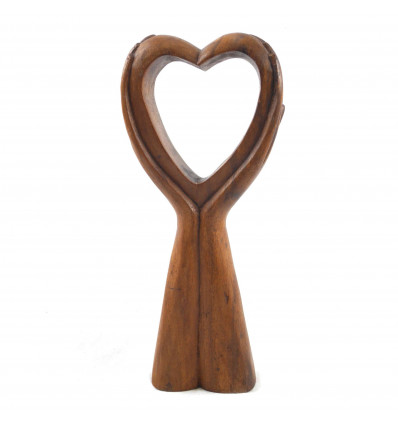 Statua "Dammi il tuo cuore" in legno colorato di 30 cm - Scultura fatta a mano